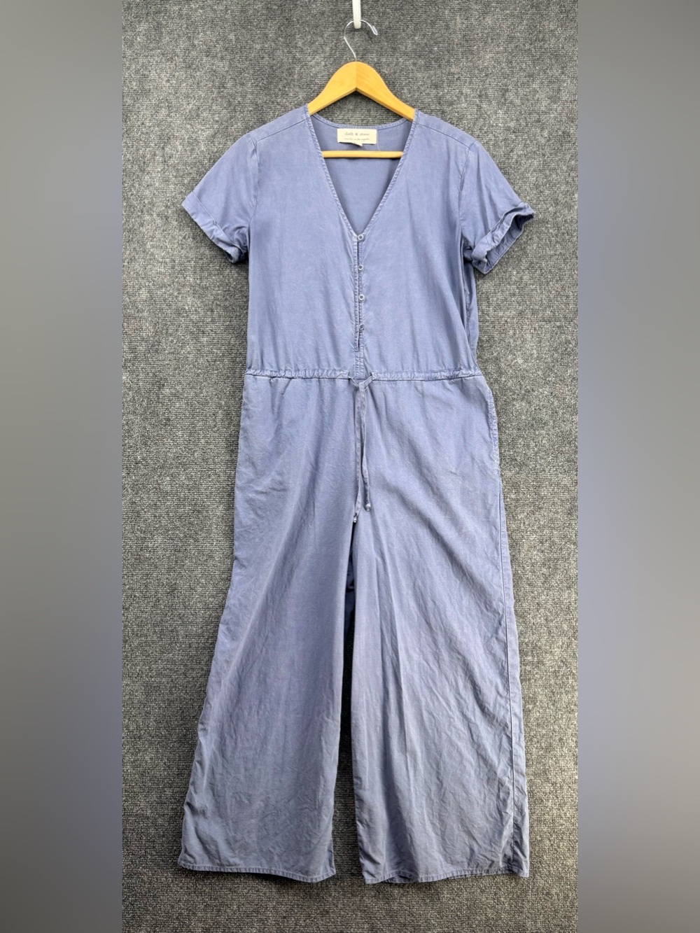 Cloth & Stone Blue V Neck Lagenlook Beachy Casual Cropped Jumpsuit Women’s S